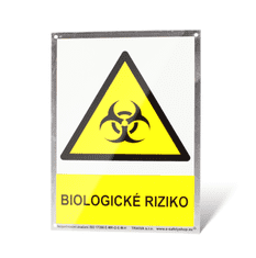 Traiva Plechová tabulka "Biologické riziko" Plech, 150 x 200 mm, tl. 1 mm - Kód: 25052