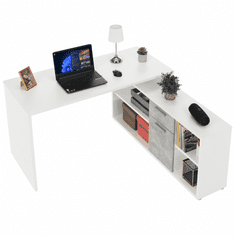 KONDELA PC stůl, bílá / beton, NOE NEW