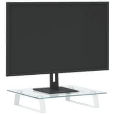 Vidaxl Stojan na monitor bílý 40 x 35 x 8 cm tvrzené sklo a kov