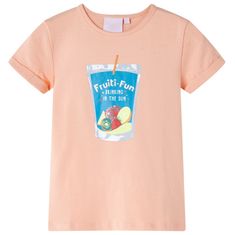 Vidaxl Dětské tričko Ovocný nápoj s brčkem světle oranžové 128