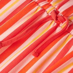 Vidaxl Dětské šaty se stahovací šňůrkou pruhované růžové a červené 128