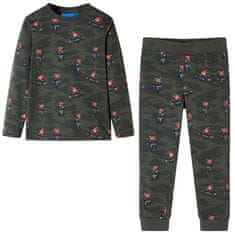 Vidaxl Dětské pyžamo s dlouhým rukávem potisk s ninja liškami khaki 92
