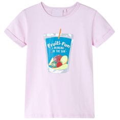 Vidaxl Dětské tričko Ovocný nápoj s brčkem bledě růžové 104