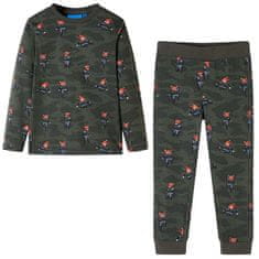 Vidaxl Dětské pyžamo s dlouhým rukávem potisk s ninja liškami khaki 104