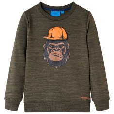 Greatstore Dětská mikina Gorila tmavě khaki melanž 116