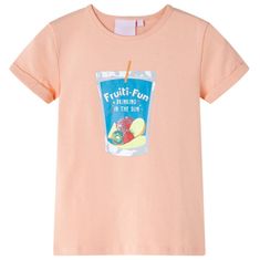Vidaxl Dětské tričko Ovocný nápoj s brčkem světle oranžové 140