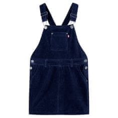Vidaxl Dětské manšestrové šaty s laclem námořnicky modré 104