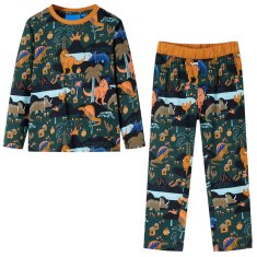 Greatstore Dětské pyžamo s dlouhým rukávem Dinosauři tmavě zelené 140