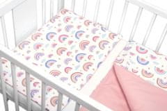 Baby Nellys Mantinel s povlečením, 3D, Duha, pastel s potiskem/pudrová, 135x100 cm