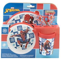 Stor Dětské plastové nádobí Spiderman (talíř, miska, sklenice, příbor), 74785