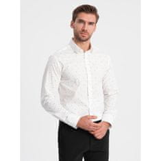 OMBRE Pánská bavlněná košile SLIM FIT s kotvičkami bílá MDN124372 S