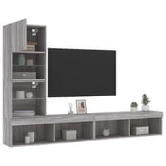 Vidaxl 4dílná obývací stěna s LED šedá sonoma kompozitní dřevo