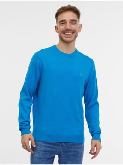 Tommy Hilfiger Modrý pánský svetr s příměsí kašmíru Tommy Hilfiger