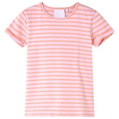 Vidaxl Dětské tričko pruhované růžové 128