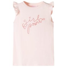 Greatstore Dětské tričko s volánkovým rukávem třpytivý potisk bledě růžové 116