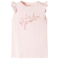 Greatstore Dětské tričko s volánkovým rukávem třpytivý potisk bledě růžové 92