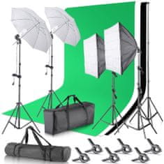 Symfony Fotostudio Set - 2x deštník, 2x softbox, 3x plátno