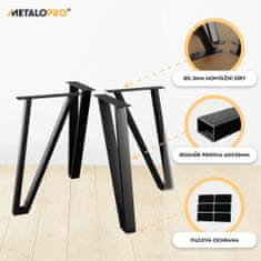 MetaloPro 4x Stolní nohy kovové, stabilní stolní podnože, stolní nohy černé, stolové podnože do jídelny, kovové nohy, výška 72 cm