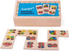 Bigjigs Toys Dřevěné domino dopravní prostředky DOMIN hnědé