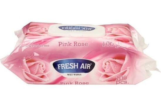 Fresh Air vlhčené ubrousky s klipem růže 100 ks