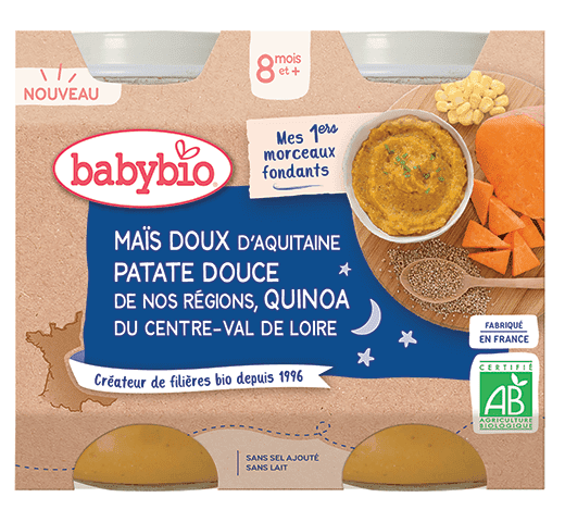Levně Babybio Bio sladká kukuřice, sladké brambory a quinoa 2 x 200 g