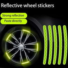 Netscroll 40x samolepicí reflexní nálepky na kola, reflexní nálepky na auto zajišťují lepší viditelnost, zakřivený tvar pro lepší přilnavost k pneumatice, ReflectiveStripes