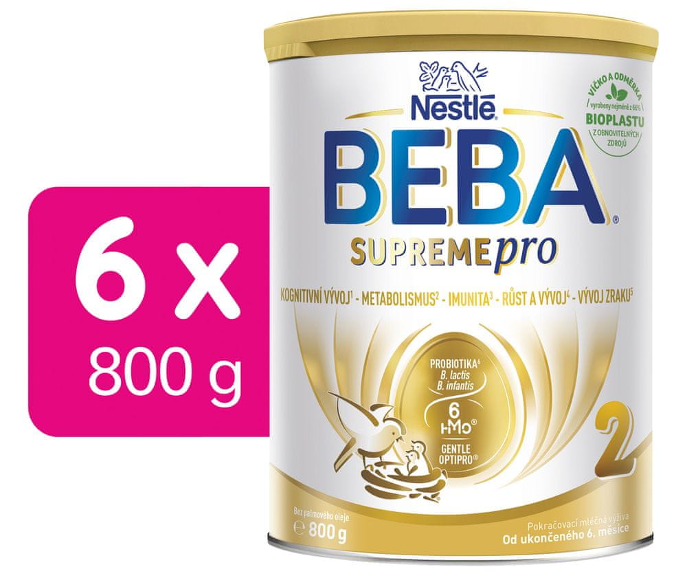 Levně BEBA SUPREMEpro 2, 6 HMO, pokračovací kojenecké mléko, 6 x 800 g