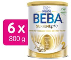 BEBA SUPREMEpro 2, 6 HMO, pokračovací kojenecké mléko, 6 x 800 g