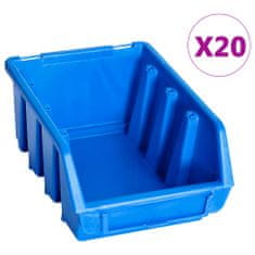 Vidaxl Stohovatelné úložné zásobníky 20 ks modré plast