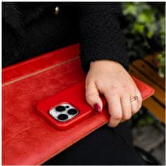 FIXED kožený zadní kryt MagLeather s podporou Magsafe pro Apple iPhone 14, červená