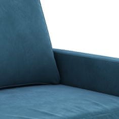 Vidaxl 3dílná sedací souprava s polštáři modrá samet