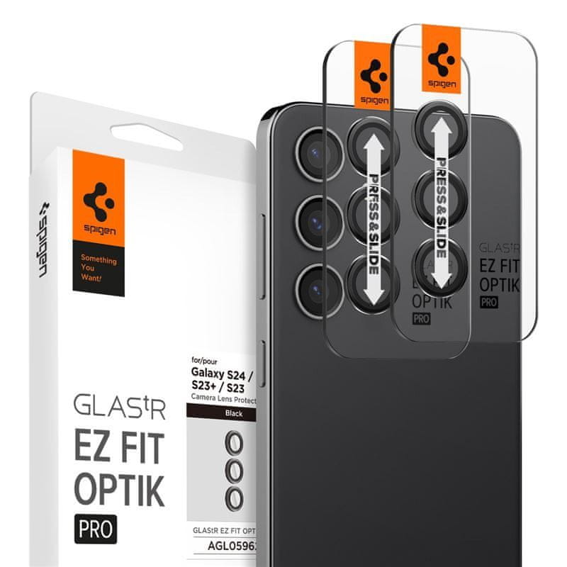 Levně Spigen Glass tR EZ Fit Optik Pro 2 Pack, black - Samsung Galaxy S24 (AGL07441)