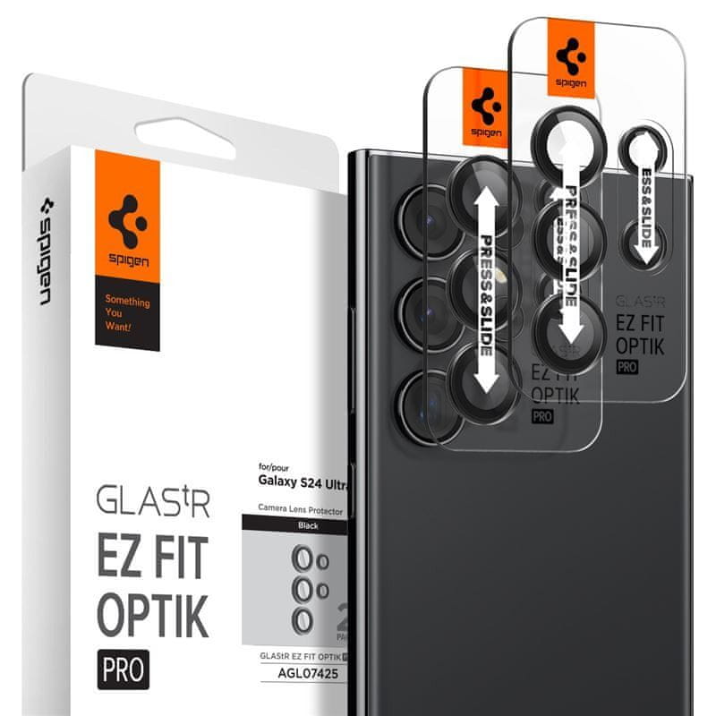 Levně Spigen Glass tR EZ Fit Optik Pro 2 Pack, black - Samsung Galaxy S24 Ultra (AGL07425)
