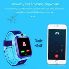 Dětské chytré hodinky, GPS sledování, SOS alarm, pokud dítě opustí omezenou oblast, LBS technologie, slot pro SIM kartu, kamera, volání, videohovory, kompatibilní s Android+iOS, KidsSmartWatch, modrá