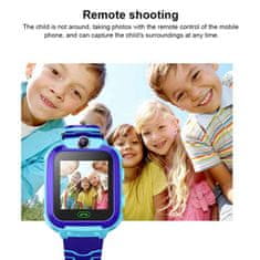 Dětské chytré hodinky, GPS sledování, SOS alarm, pokud dítě opustí omezenou oblast, LBS technologie, slot pro SIM kartu, kamera, volání, videohovory, kompatibilní s Android+iOS, KidsSmartWatch, modrá