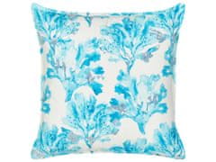 Beliani Bavlněný polštář s korálovým vzorem 45 x 45 cm bílý/modrý ROCKWEED