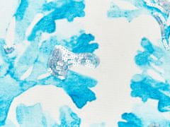 Beliani Bavlněný polštář s korálovým vzorem 45 x 45 cm bílý/modrý ROCKWEED