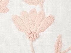 Beliani Vyšívaný bavlněný polštář s květinovým vzorem 45 x 45 cm bílý/růžový LUDISIA