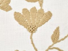Beliani Vyšívaný bavlněný polštář s květinovým vzorem 45 x 45 cm bílý/béžový LUDISIA