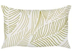Beliani Bavlněný polštář se vzorem listů 30 x 50 cm bílý/zelený SPANDOREA