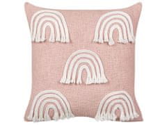 Beliani Sada 2 bavlněných polštářů s vyšívaným duhovým vzorem 45 x 45 cm růžové LEEA