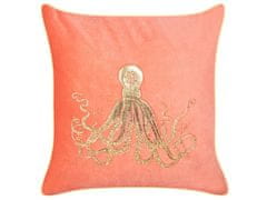 Beliani Sada 2 sametových polštářů se vzorem chobotnice 45 x 45 cm červené LAMINARIA