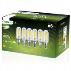 LUMILED 6x LED žárovka E14 T25 4W = 40W 440lm 4000K Neutrální bílá 360° Filament