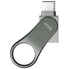 Silicon Power USB Flash disk Mobile C80 64 GB, USB-C / USB 3.2 Gen 1 - stříbrný