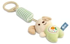 Sensillo Závěsná hračka s klipem a zvonečkem, Pejsek, ecru/zelená