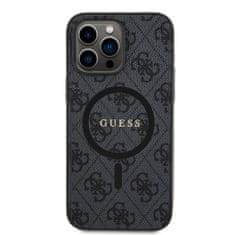 Guess  PU Leather 4G Colored Ring MagSafe Zadní Kryt pro iPhone 14 Pro Max Black