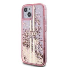 Guess  PC/TPU Liquid Glitter Gold Stripe Zadní Kryt pro iPhone 15 Pro Max Pink