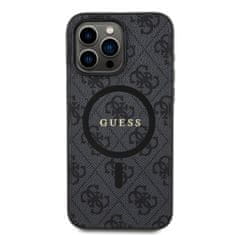 Guess  PU Leather 4G Colored Ring MagSafe Zadní Kryt pro iPhone 15 Pro Max Black