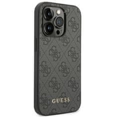 Guess Originální kryt GUESS Hardcase 4G Metal , barva zlatá Logo GUHCP14LG4GFGR for Apple iPhone 14 Pro Grey