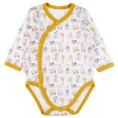 MBaby Zavinovací kojenecké body + polodupačky, bavlna, 2D sada, Safari - hořčicovo/bílé, veů. 56